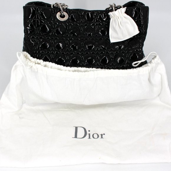 Dior Patent Cannage Dior Soft Shopping Tote Black - Picture 14 of 14